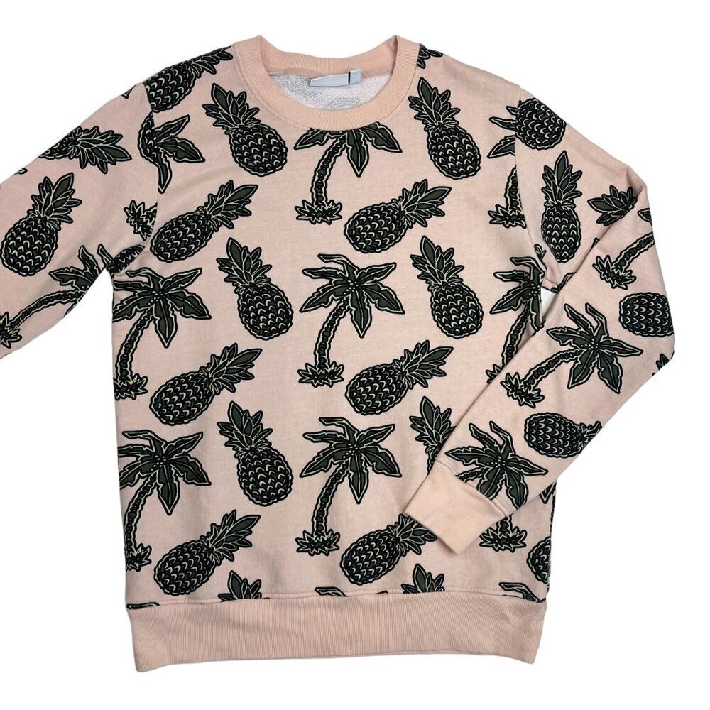 Wezc Mens Unisex Pineapple Palm Tree Print Sweat Shirt Size M Mens Womens Large